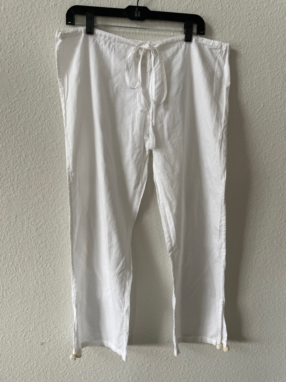 Figue White Cotton Drawstring Beach Pants Size Medium